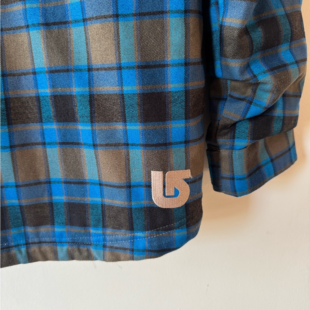 Burton Uproar Blue and Black Plaid Hoodie Shacket Snowboard Jacket M 10/12 - Picture 5 of 11